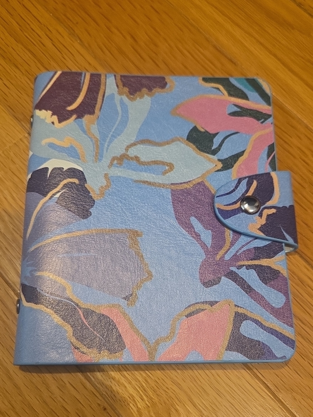 Floral Leather Snap-Closure Photo Notebook